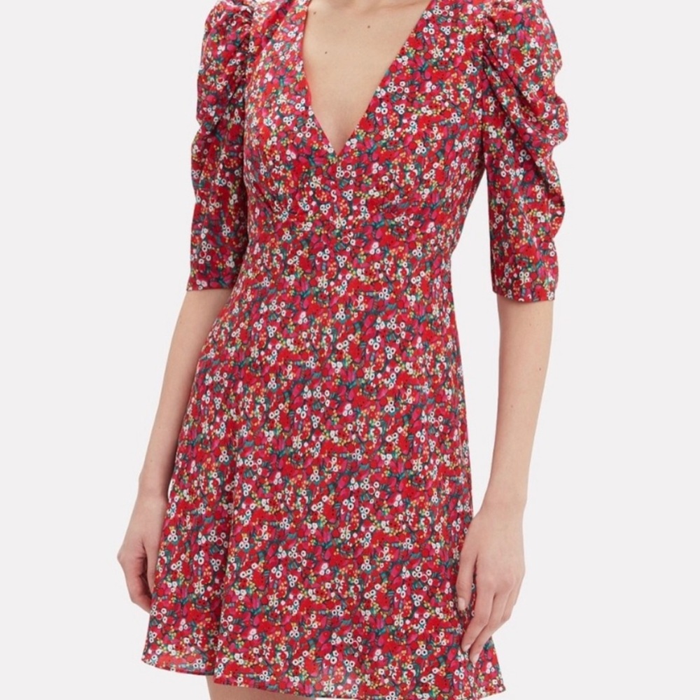 SALONI red floral dress US Size 2 (UK 6)